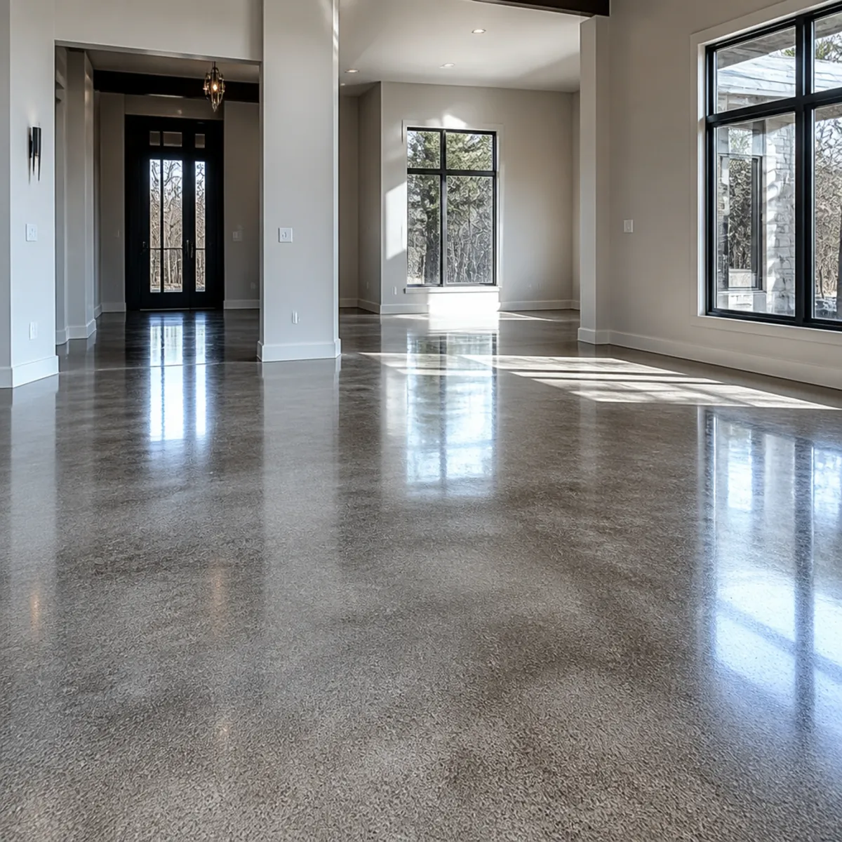 Polished concrete floor with a natural satin sheen