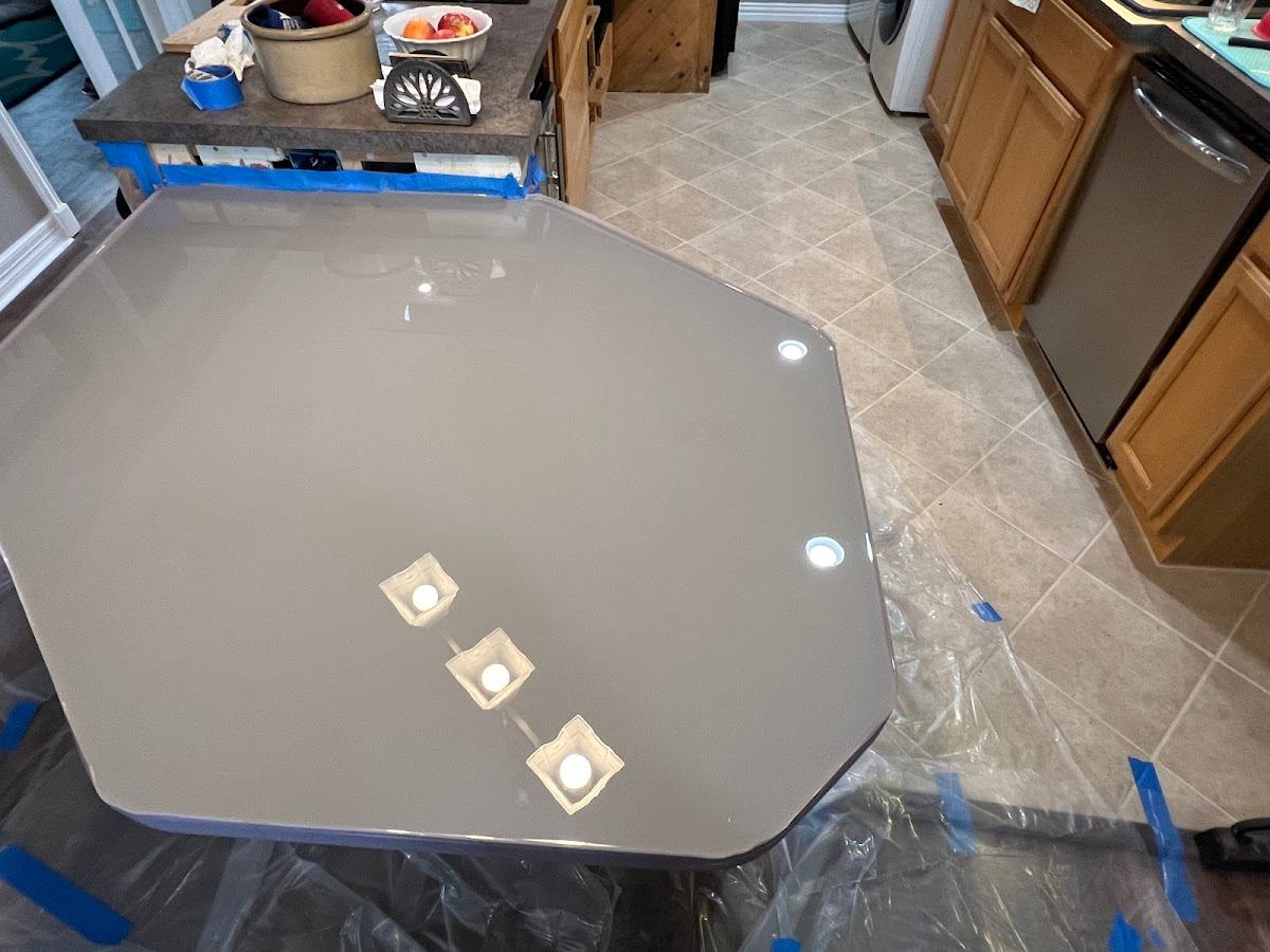 Marbled metallic epoxy floor in Texas