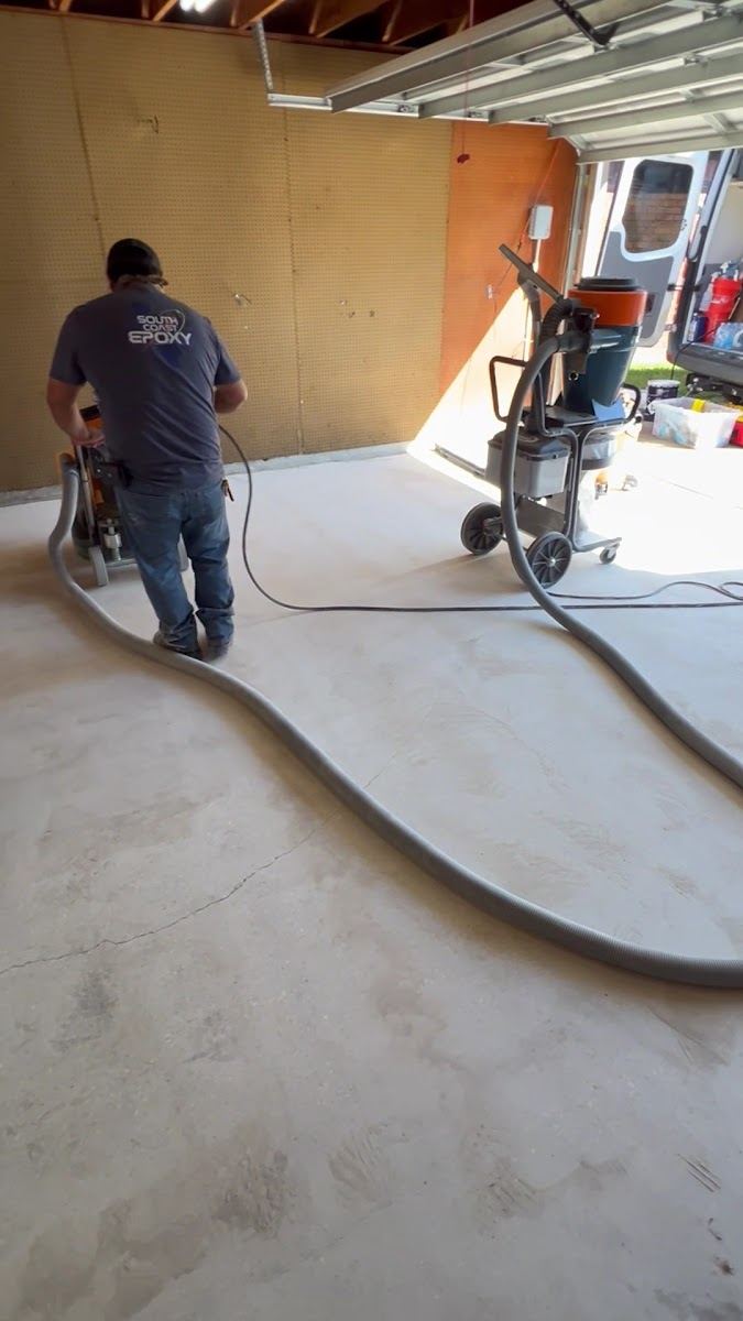 Diamond-polished concrete floor with a satin sheen
